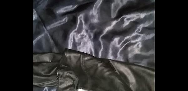 Cum on jacket leather my sister
